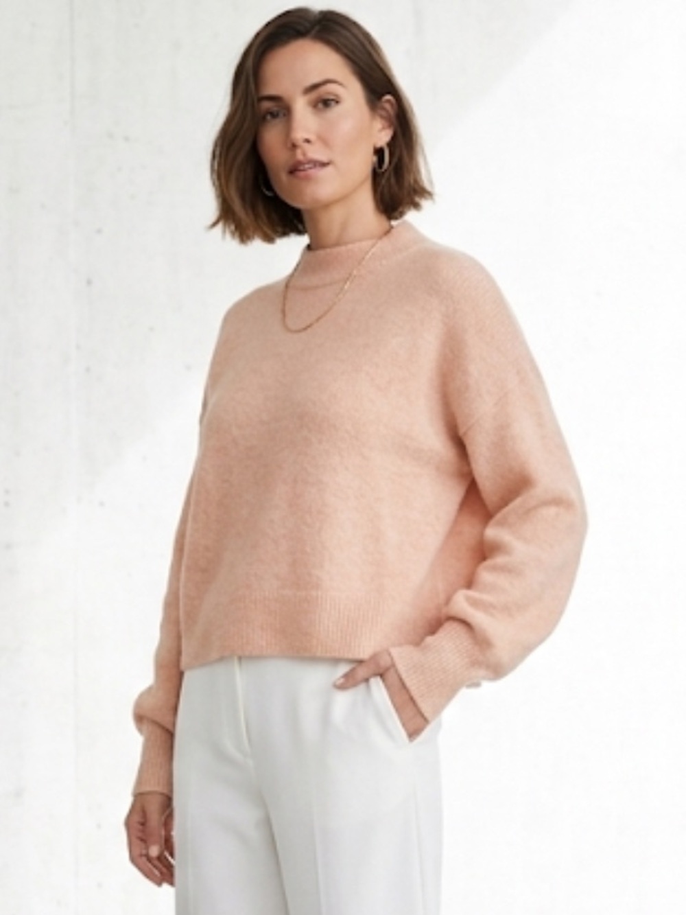 NAKED CASHMERE Pink Mock Neck Cashmere Sweater Size Small